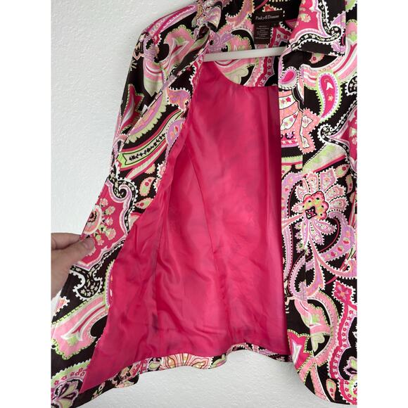 Pinky & Dianne Pink, Green , Brown Paisley Floral Print Jacket Size Small - Picture 5 of 7